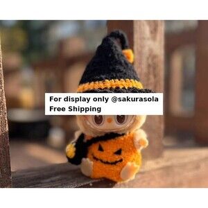 Handmade Halloween Pumpkin Outfit for Sitting Labubu